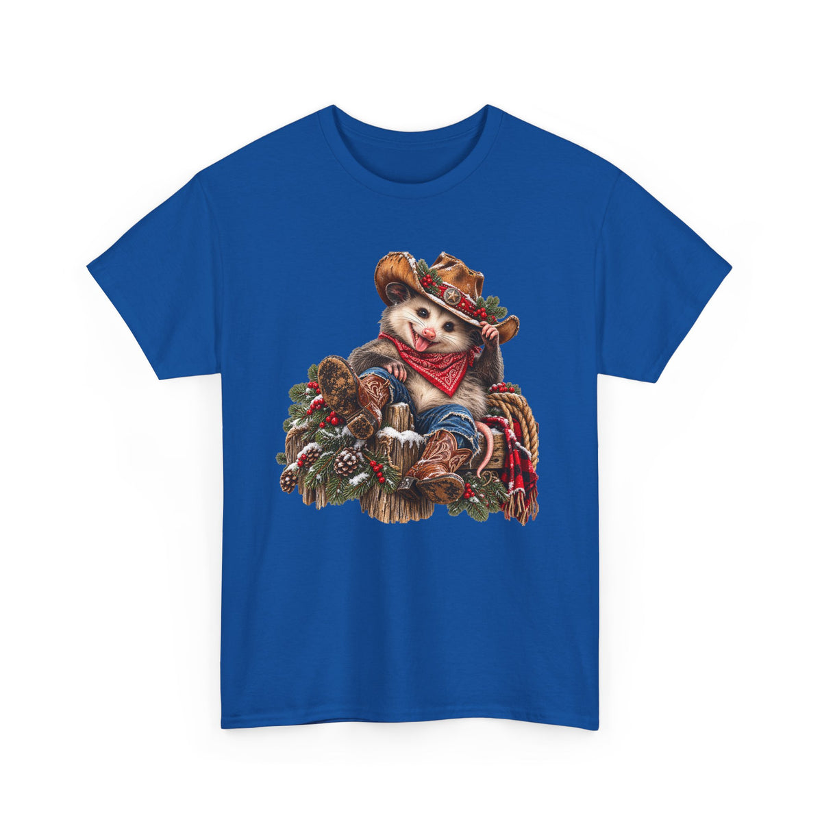 Pete the Possum Women’s Classic Christmas Tee – Western Cowgirl Holiday Shirt