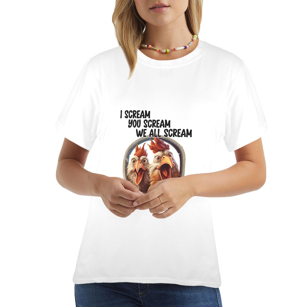 We All Scream Chicken Tee  Women's Funny Farm Graphic Tee