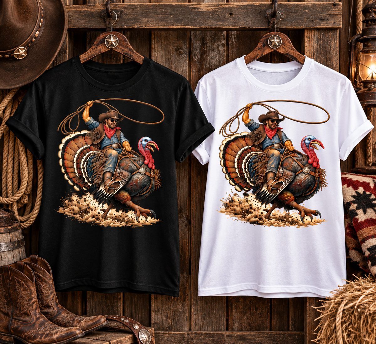 Wild Turkey Rodeo Men’s Western Tee Cowboy funny Graphic🦃