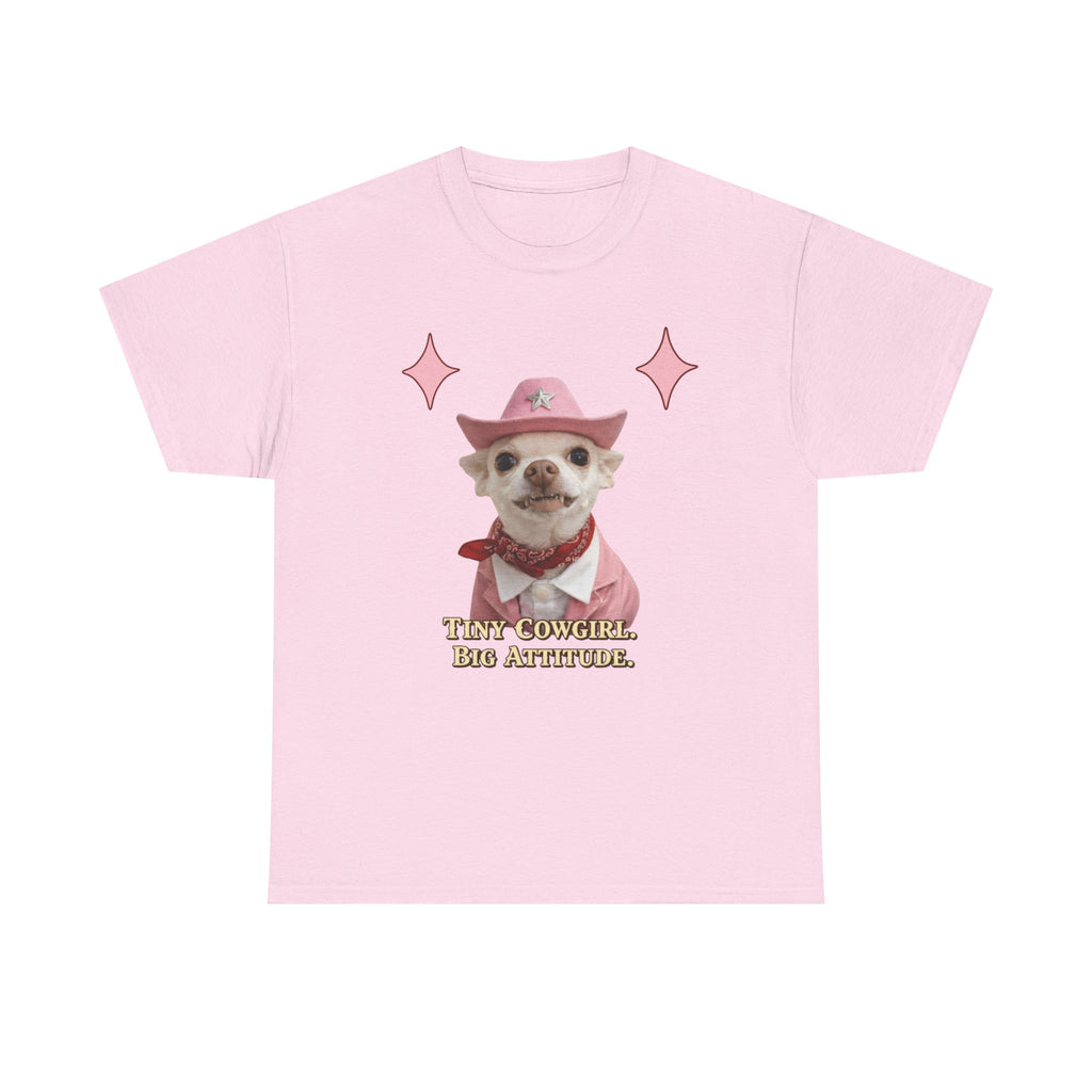 Coco the Chihuahua Cowgirl T-Shirt — "Tiny Cowgirl, Big Attitude"