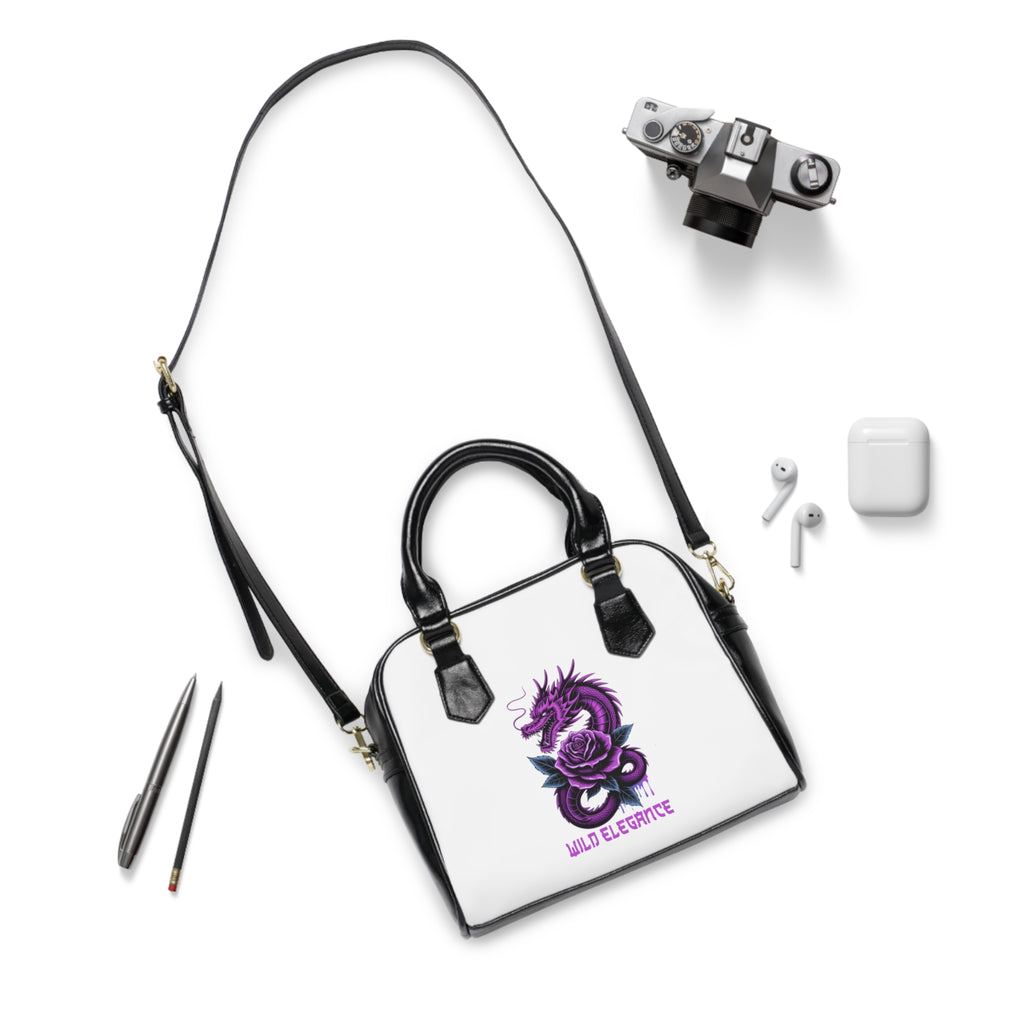 Shoulder Handbag — Purple Dragon & Rose "Wild Elegance" Printed Purse