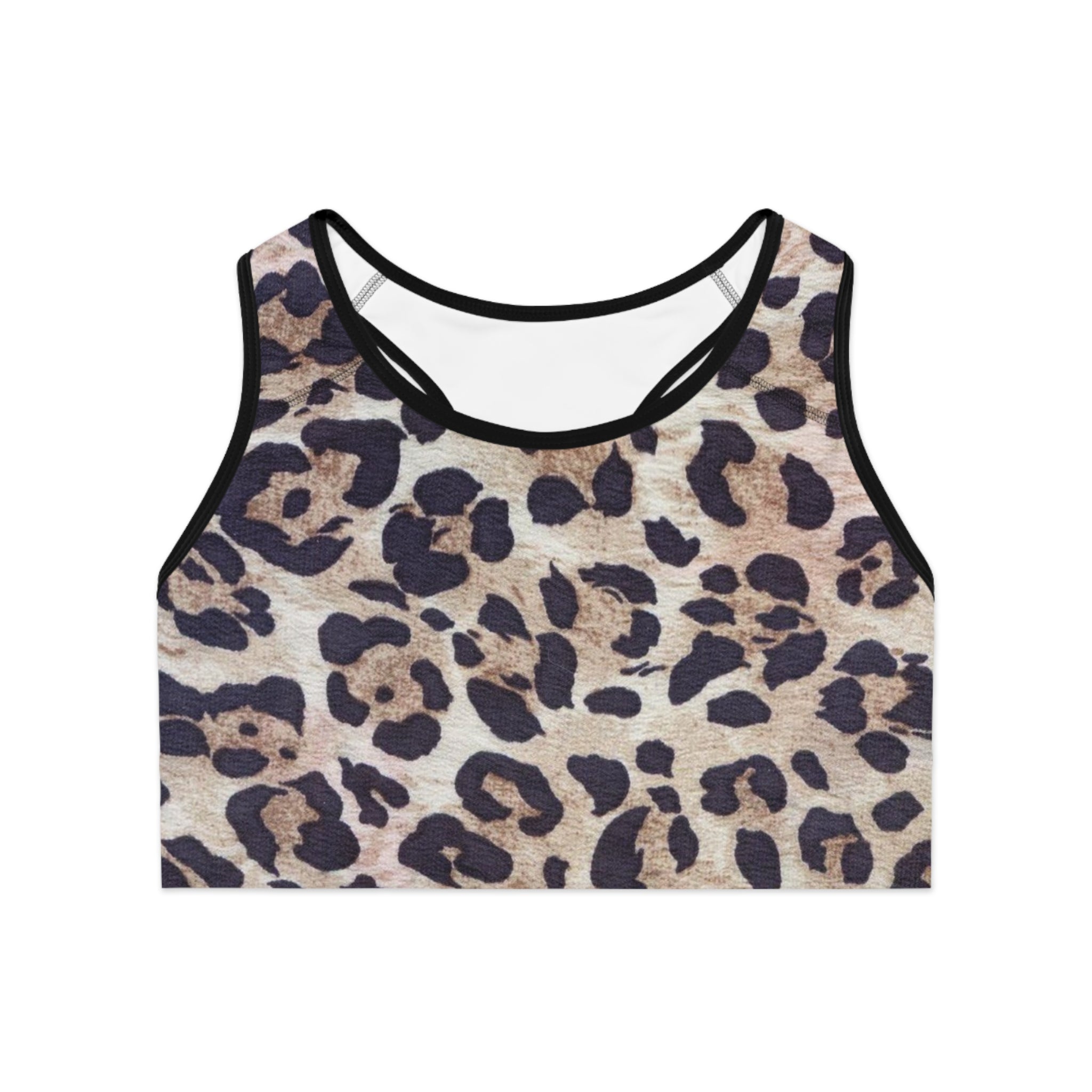 Leopard Print Sports Bra — Animal Print Activewear Racerback for Women