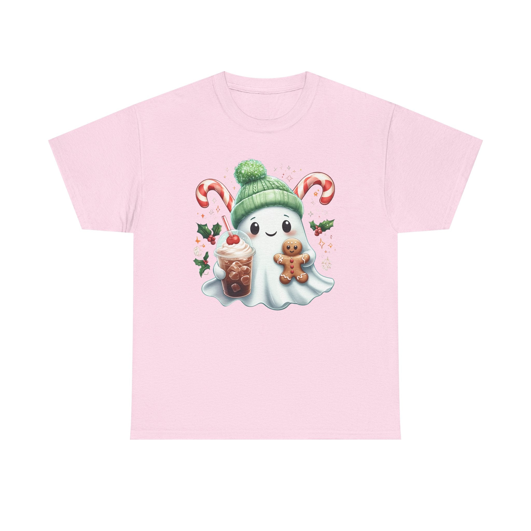 Christmas Ghost T-Shirt — Cute Holiday Ghost with Gingerbread & Candy Canes      Trendy TShirt
