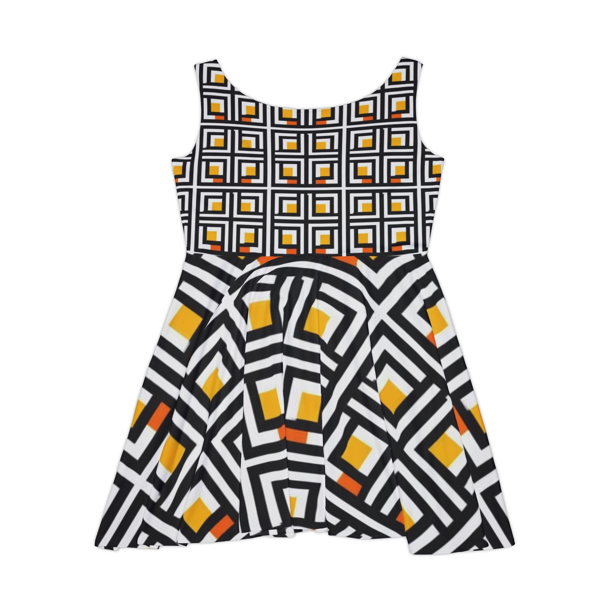 Vintage Elite Society Dress — Black, White & Amber