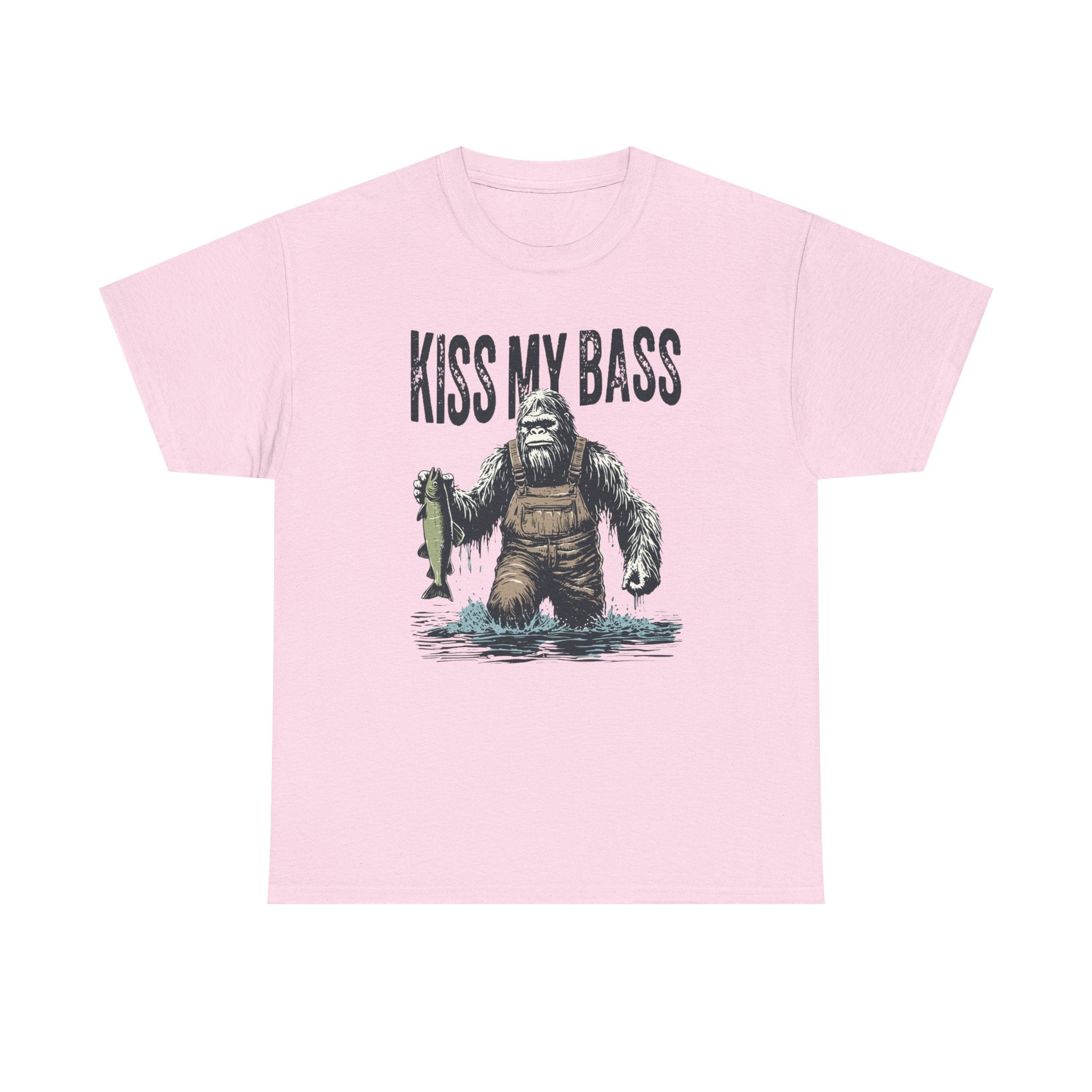Kiss My Bass Bass Fishing T-Shirt — Funny Bigfoot Fisherman Graphic Tee