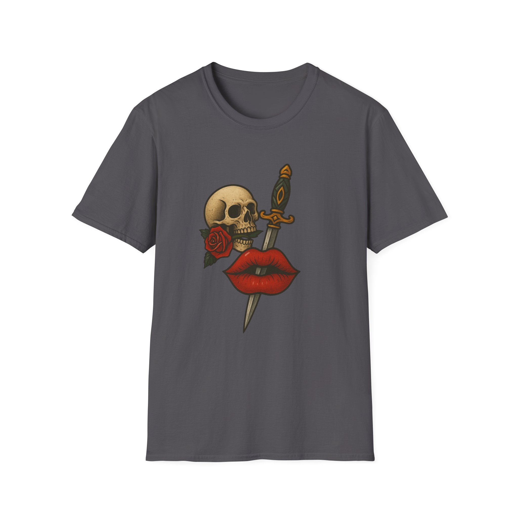 Skull Dagger Love T-Shirt  Edgy Gothic Graphic Tee  Trendy TShirt