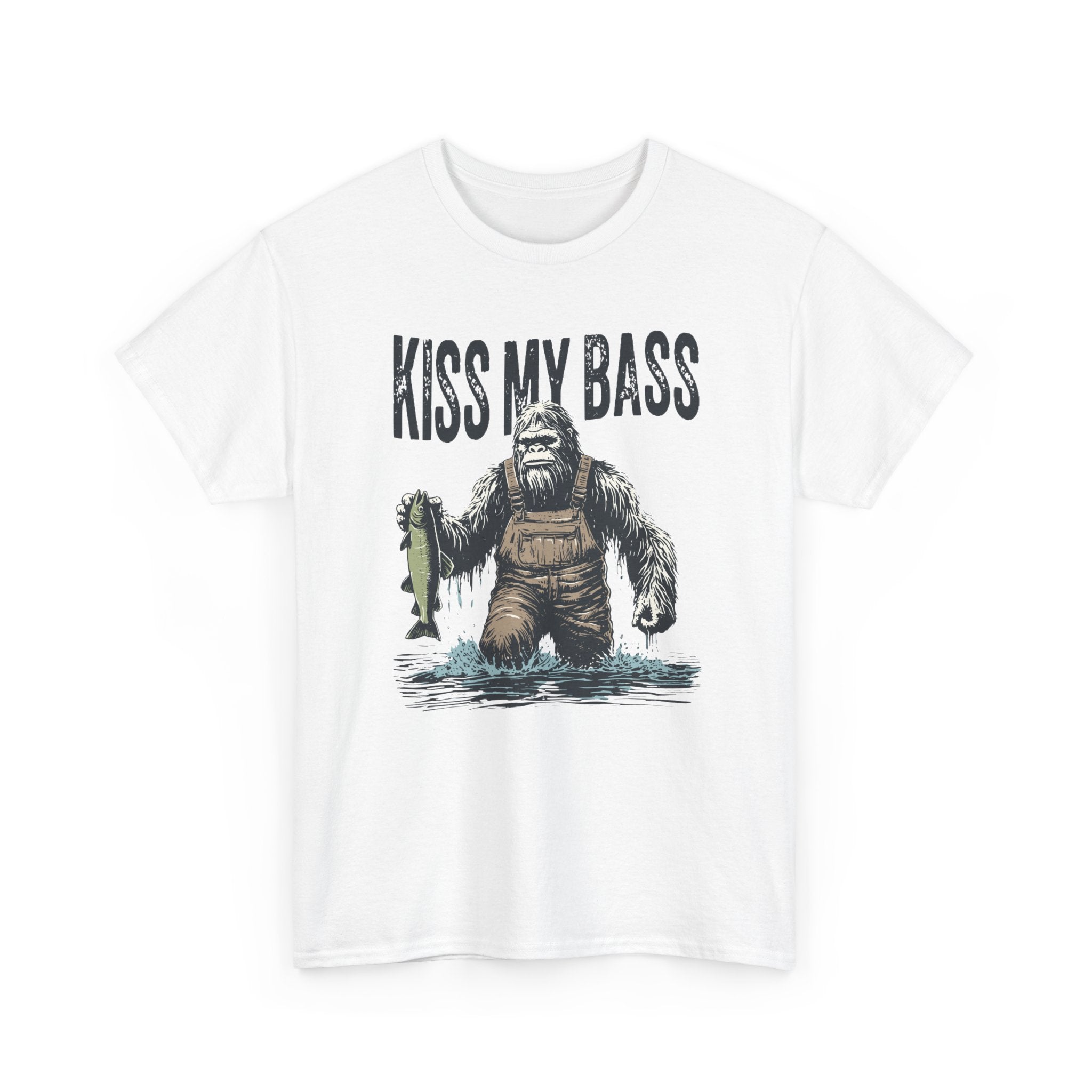 Kiss My Bass Bass Fishing T-Shirt — Funny Bigfoot Fisherman Graphic Tee