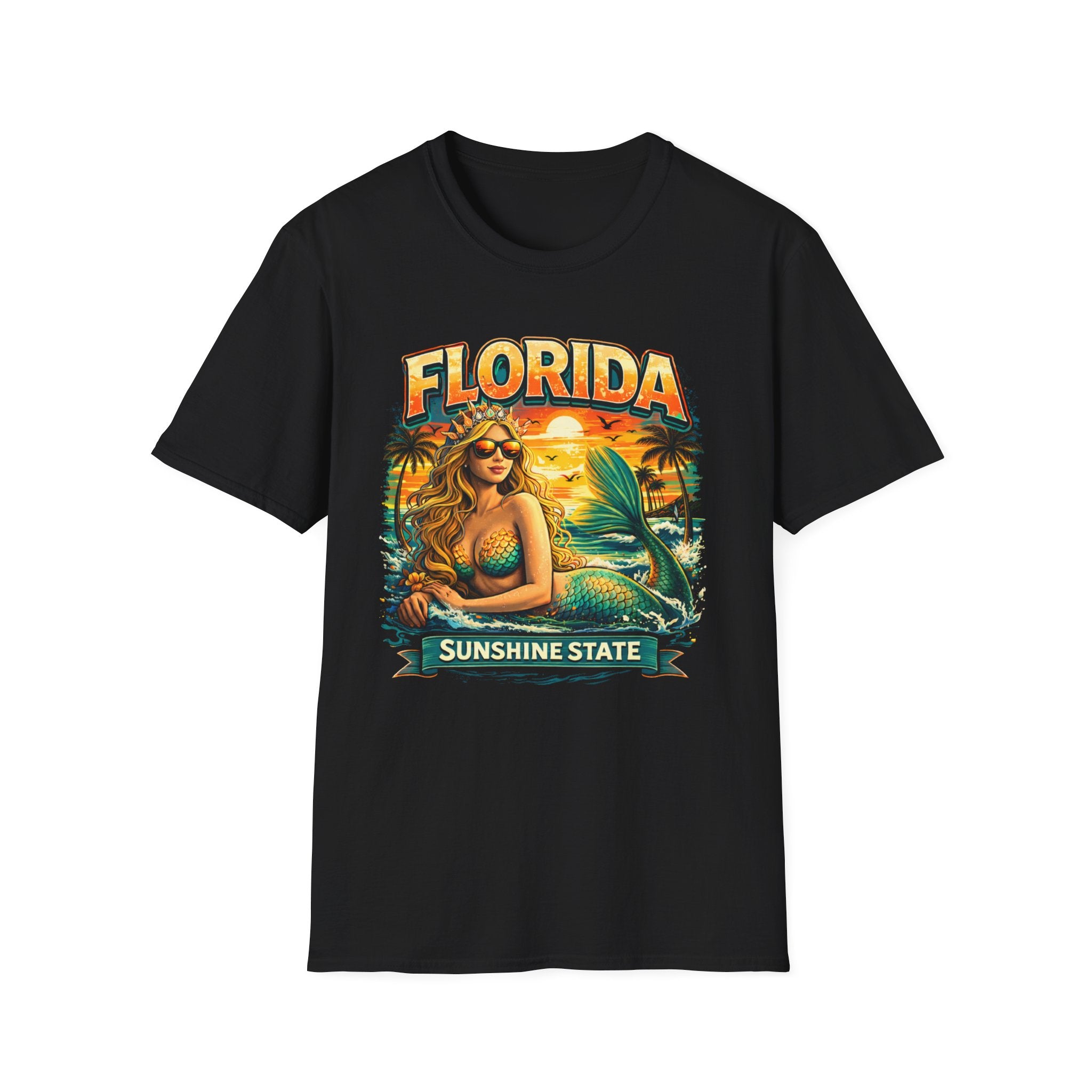 Florida Sunshine State T-Shirt — Retro Mermaid Beach Graphic