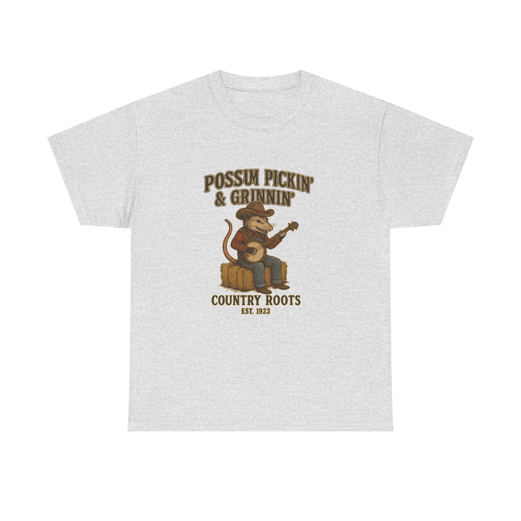 T-Shirt Possum Pickin' & Grinnin' Country Roots" Vintage Banjo Graphic Tee  Trendy T Shirt