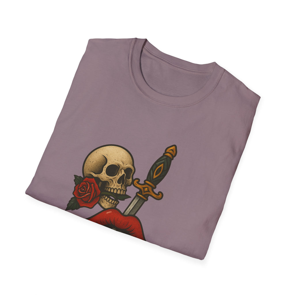 Skull Dagger Love T-Shirt  Edgy Gothic Graphic Tee  Trendy TShirt