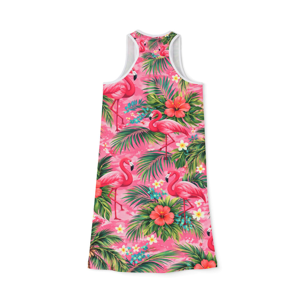 Tropical Flamingo Racerback Dress — Pink Hibiscus All-Over Print