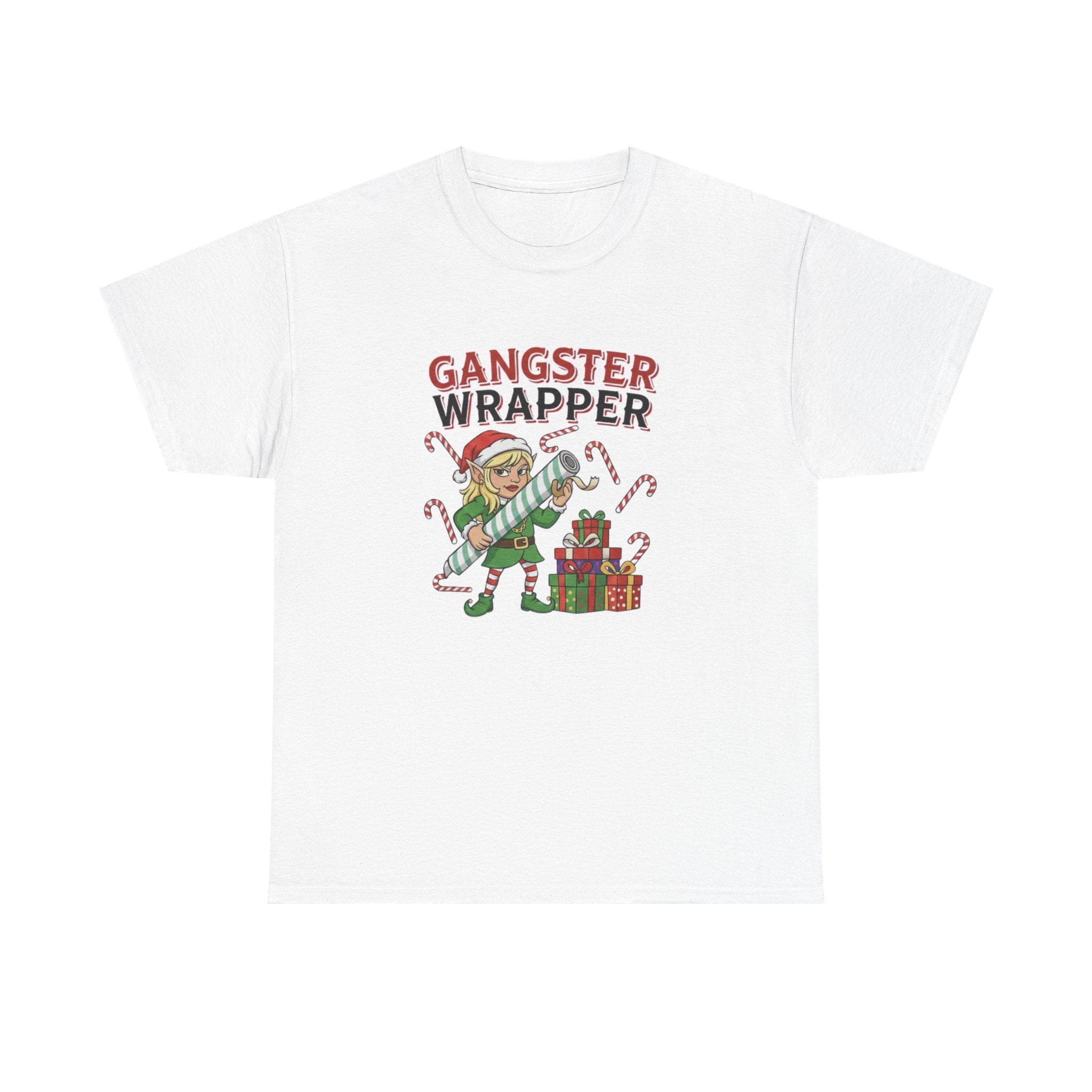 Gangster Wrapper Christmas Tee — Funny Elf Holiday Shirt