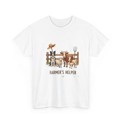 "Farmer's Helper" T-Shirt — Cute Farm Animals Cow Dog Goat Graphic Tee | Wolf Hill Ranch
