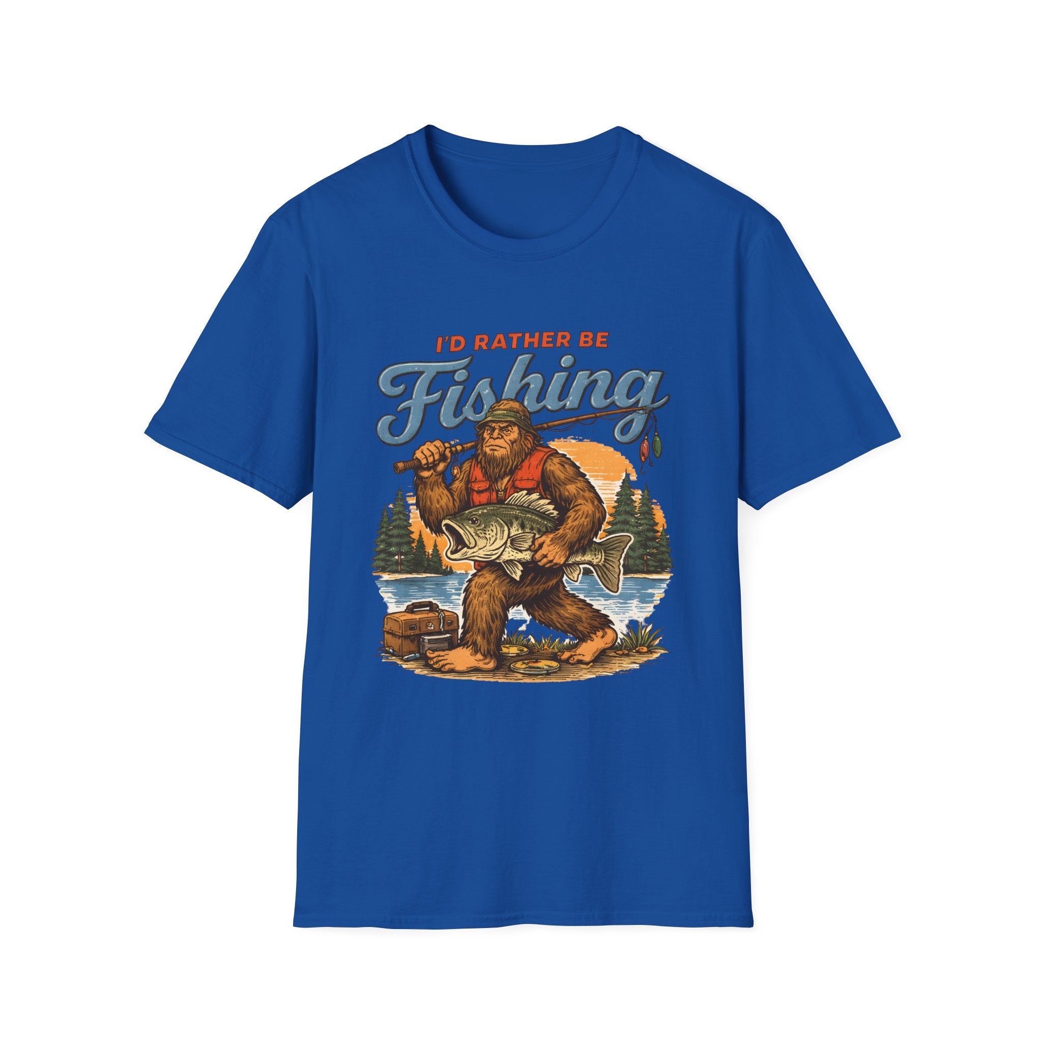 I'd Rather Be Fishing T-Shirt — Bigfoot / Sasquatch Fishing Graphic Tee