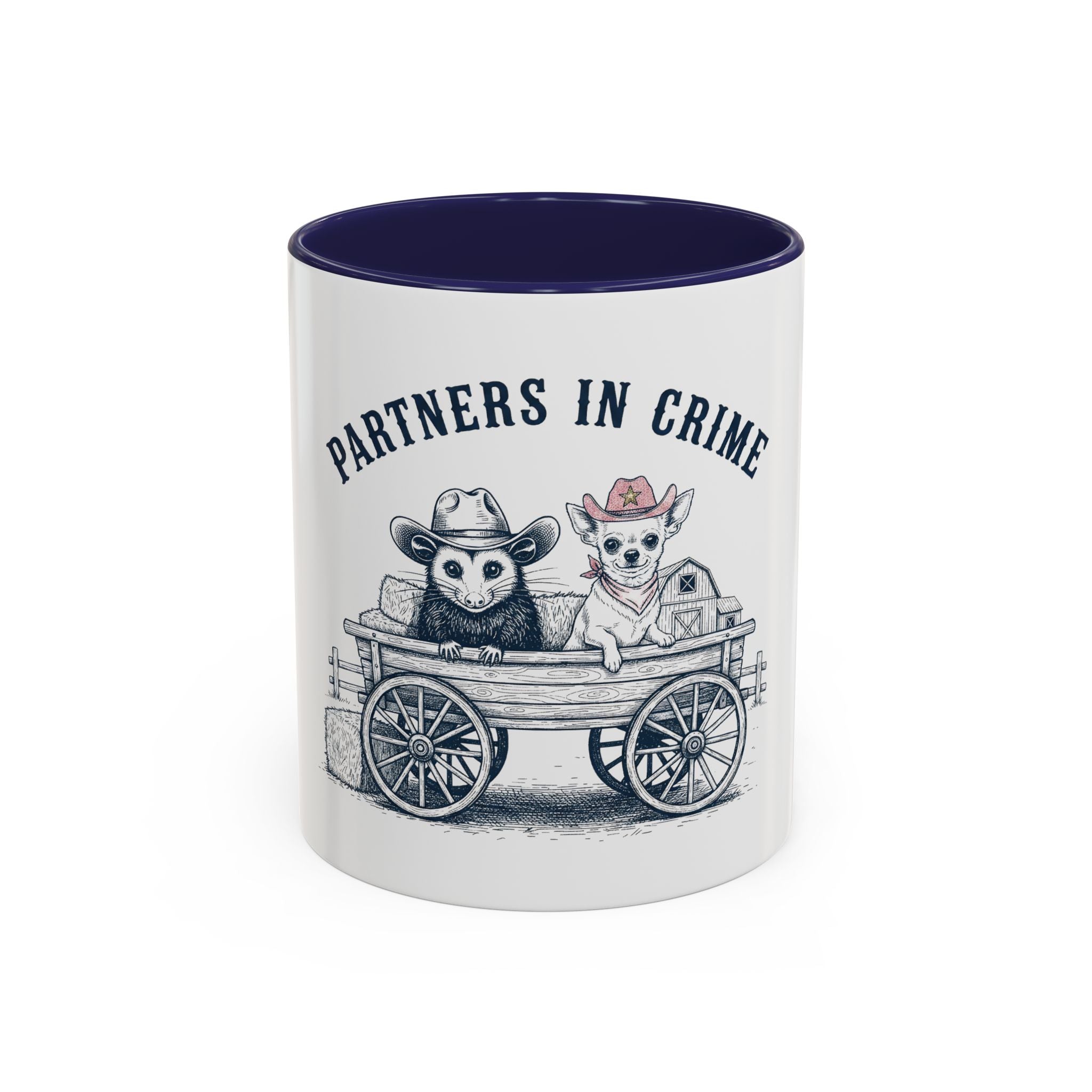 Partners in Crime Coffee Mug — Cute Cowboy Coco & Pete Accent Mug (11/15oz)