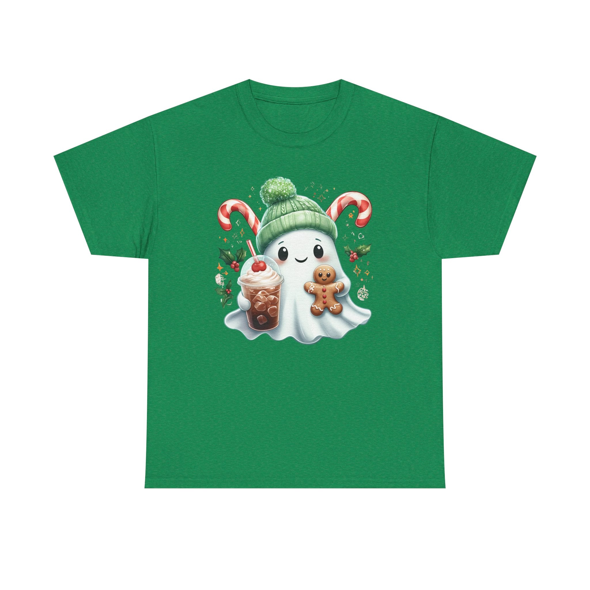 Christmas Ghost T-Shirt — Cute Holiday Ghost with Gingerbread & Candy Canes      Trendy TShirt