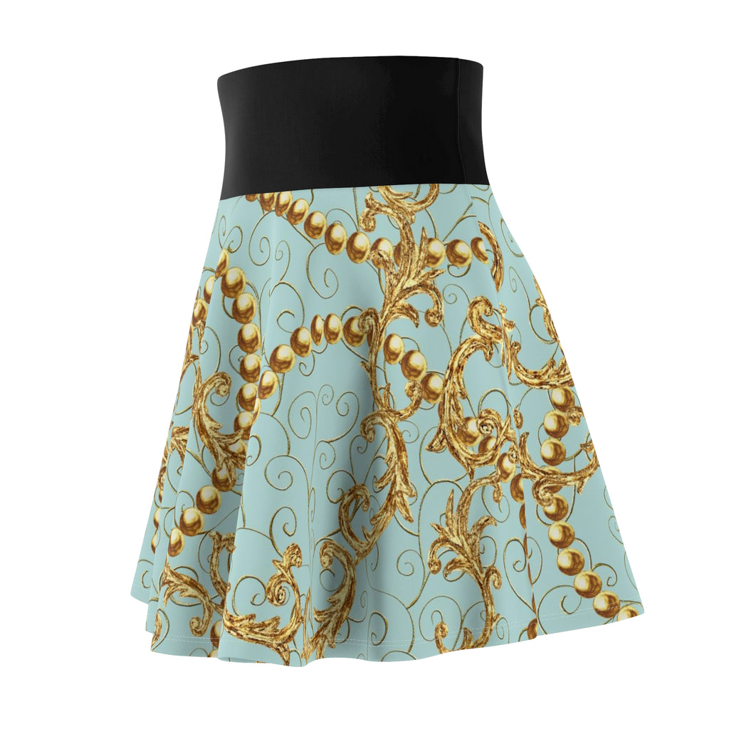 Baroque Gold Scroll Skater Skirt