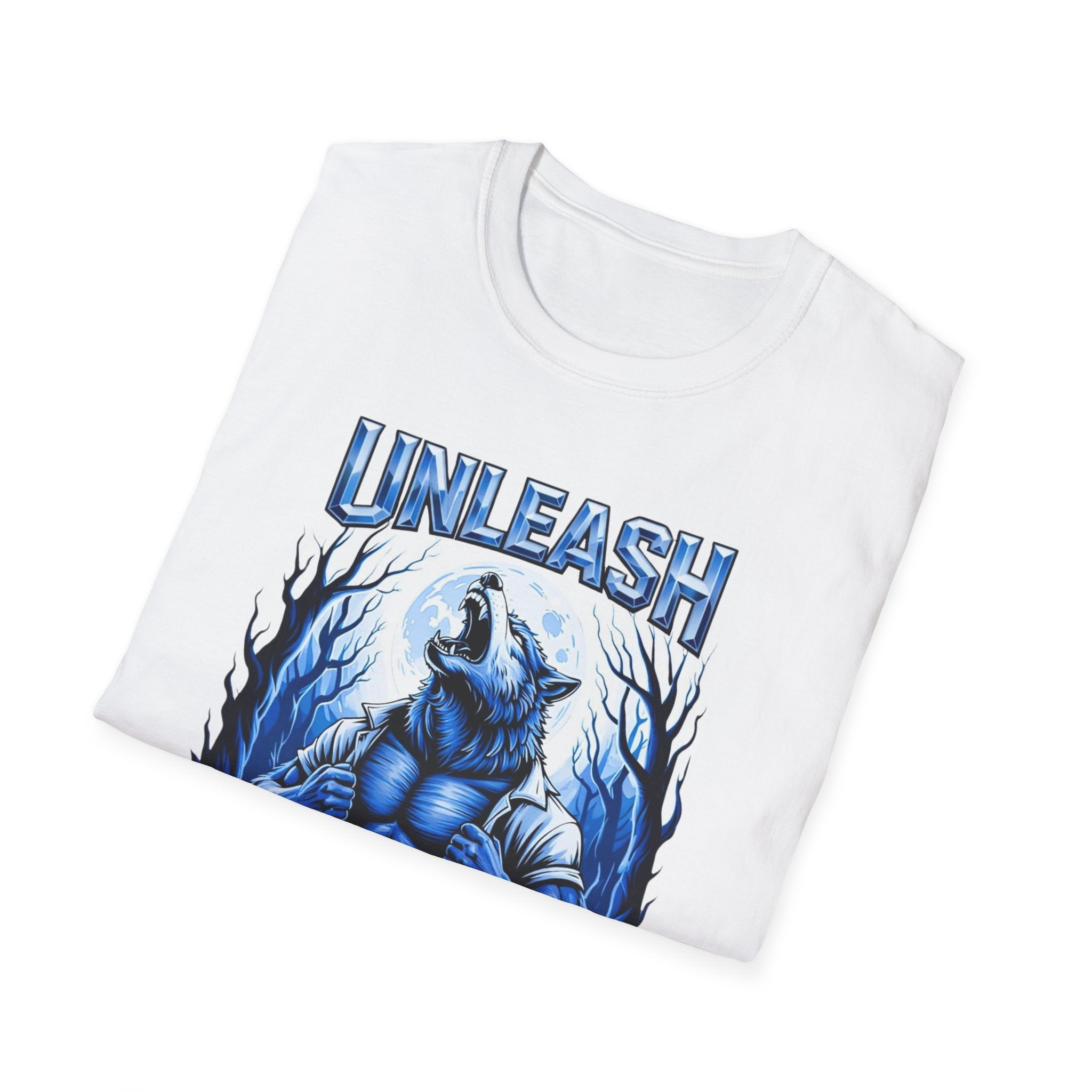 Unleash The Beast Werewolf T-Shirt — Blue Graphic Tee