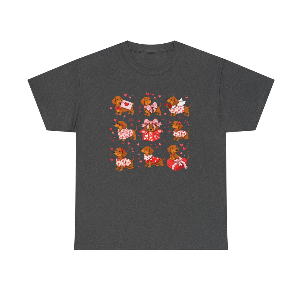Dachshund Valentine T-Shirt — Cute Puppy Hearts Graphic Tee