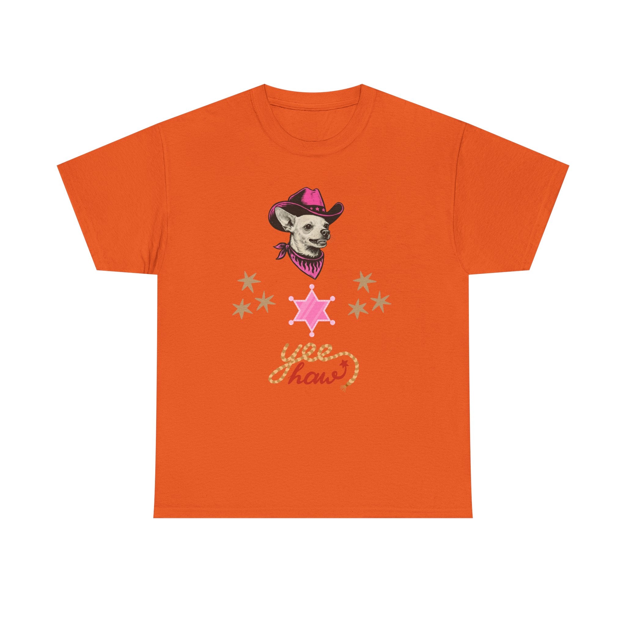 Cowgirl Dog T-Shirt — 'Yee Haw' Chihuahua in Pink Cowboy Hat    Trendy TShirt CoCo