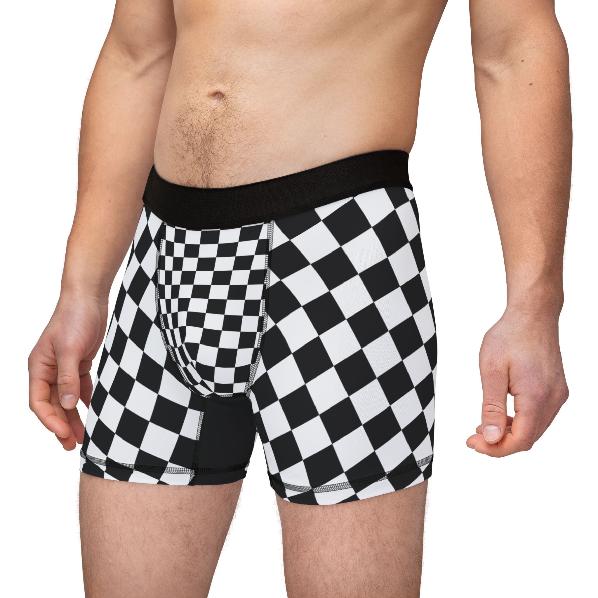 Checkered Flag Boxer Briefs – Black & White Racing Grid Men’s Underwear