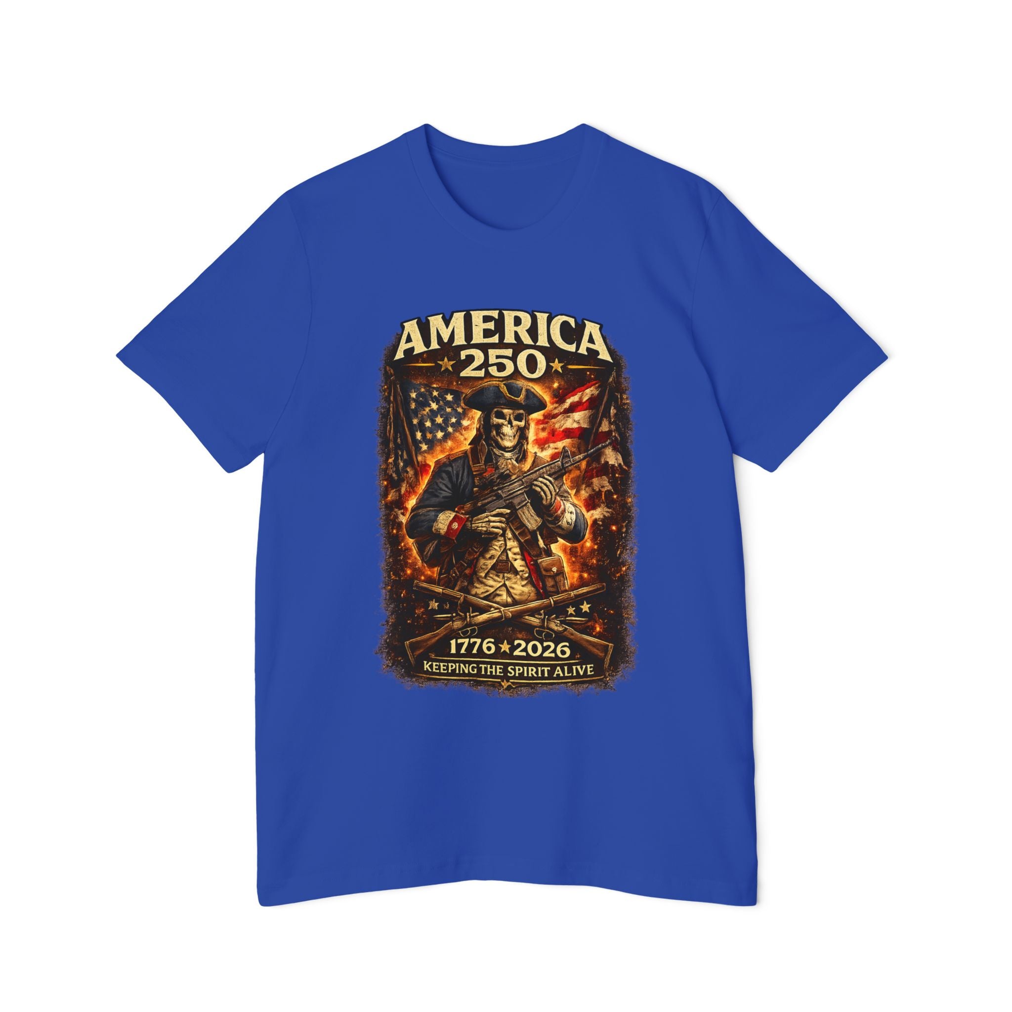 America 250 T-Shirt - 1776-2026 Patriotic Skeleton Flag Tee
