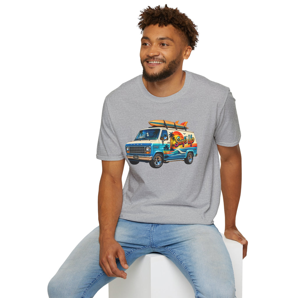 Surf Van T-Shirt — "Surf's Up" Retro Beach Van Tee