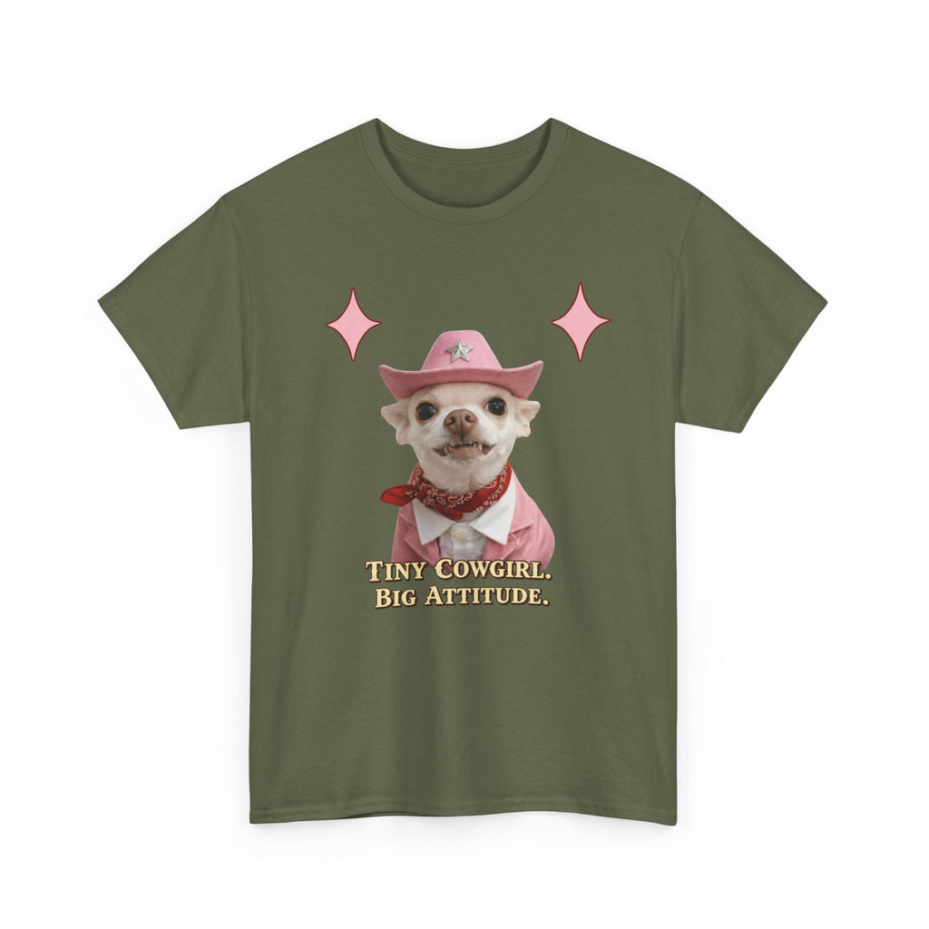 Coco the Chihuahua Cowgirl T-Shirt — "Tiny Cowgirl, Big Attitude"
