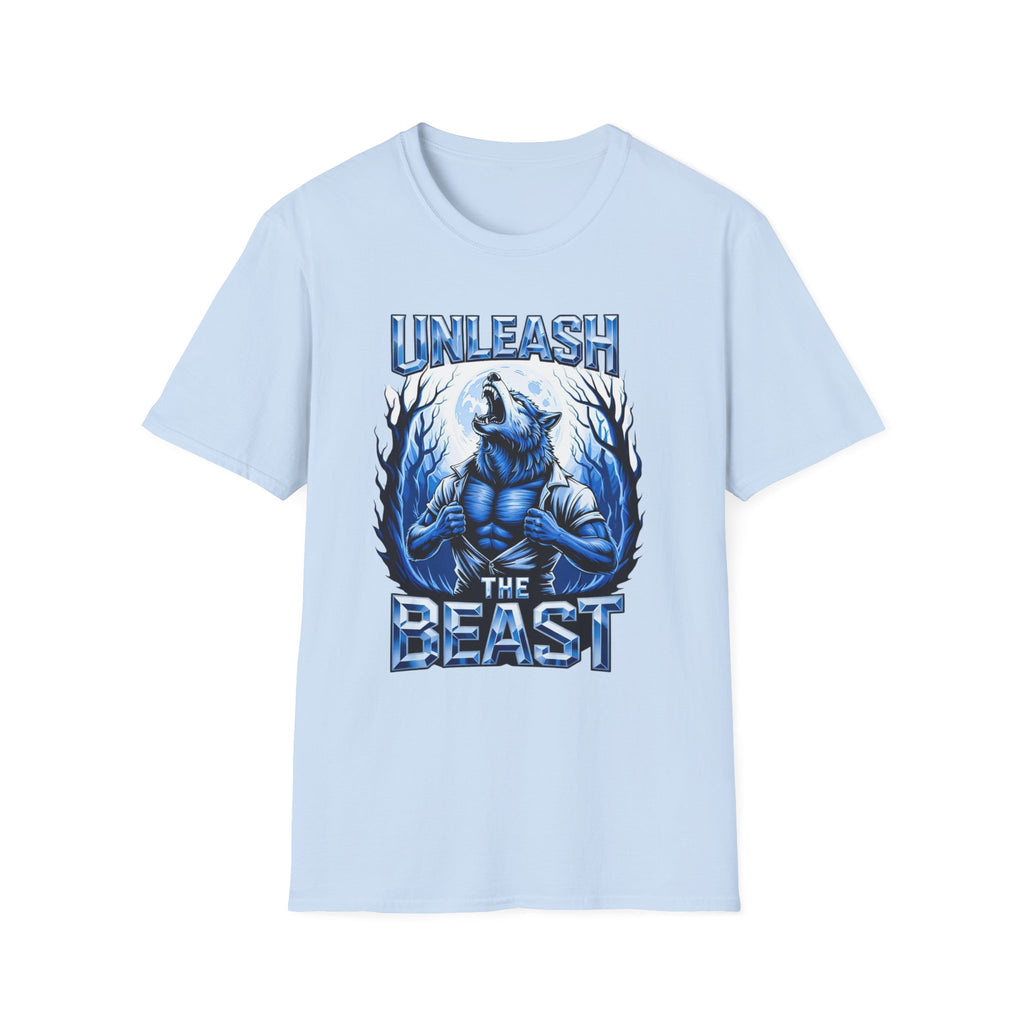Unleash The Beast Werewolf T-Shirt — Blue Graphic Tee