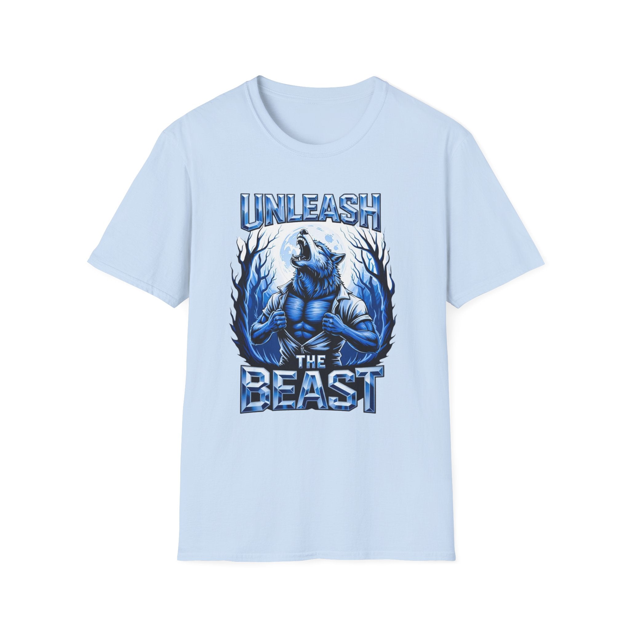 Unleash The Beast Werewolf T-Shirt — Blue Graphic Tee
