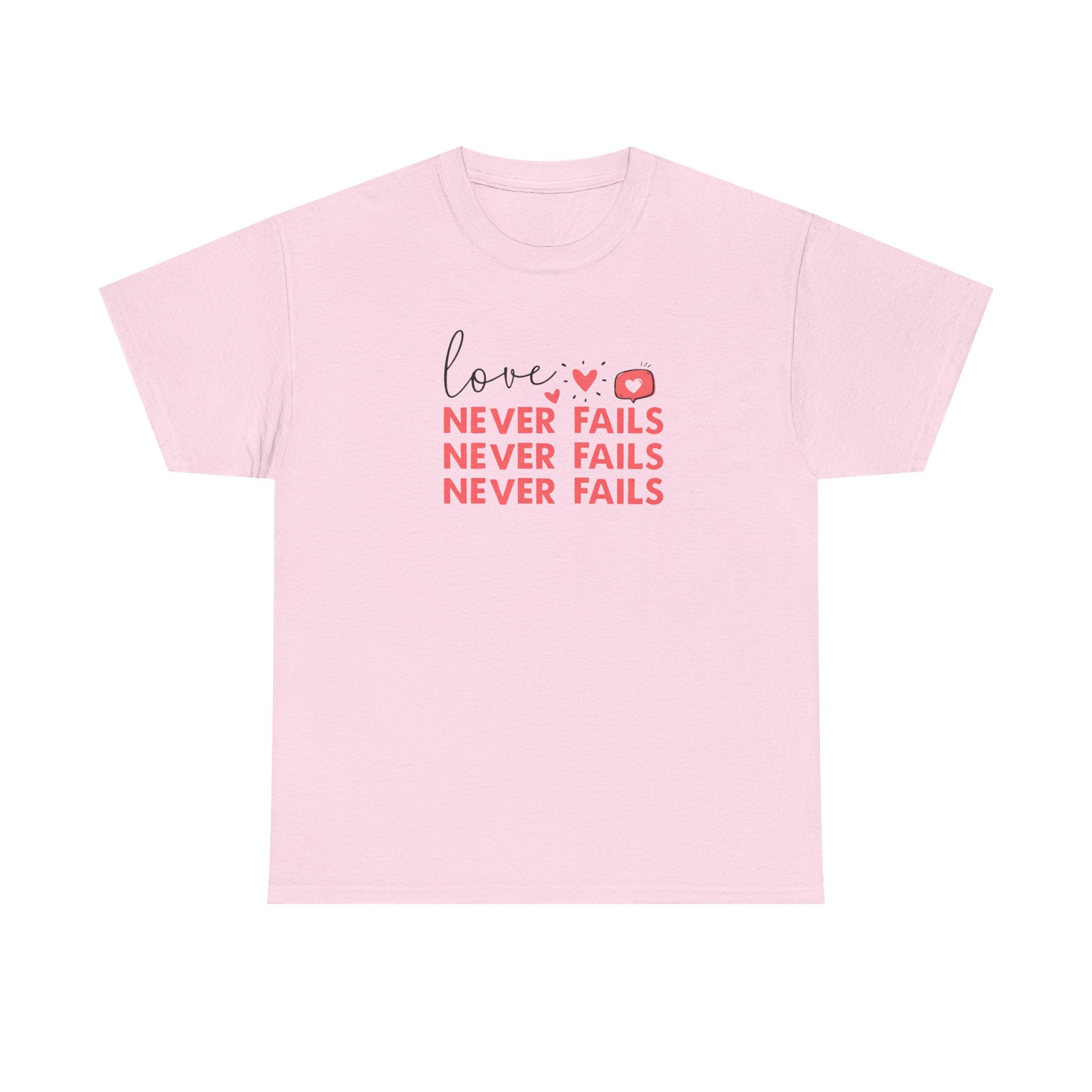 Love Never Fails T-Shirt — Inspirational Christian Faith Tee