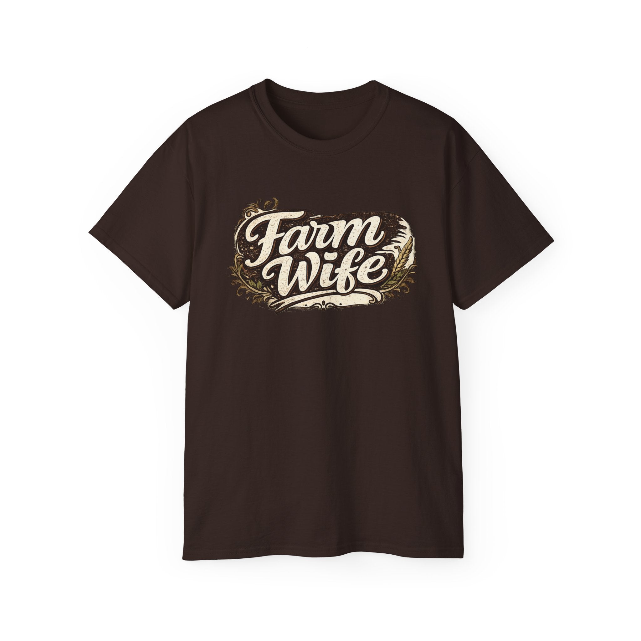 Farm Wife T-Shirt — Rustic Retro Script Tee for Women (Farm Wife)