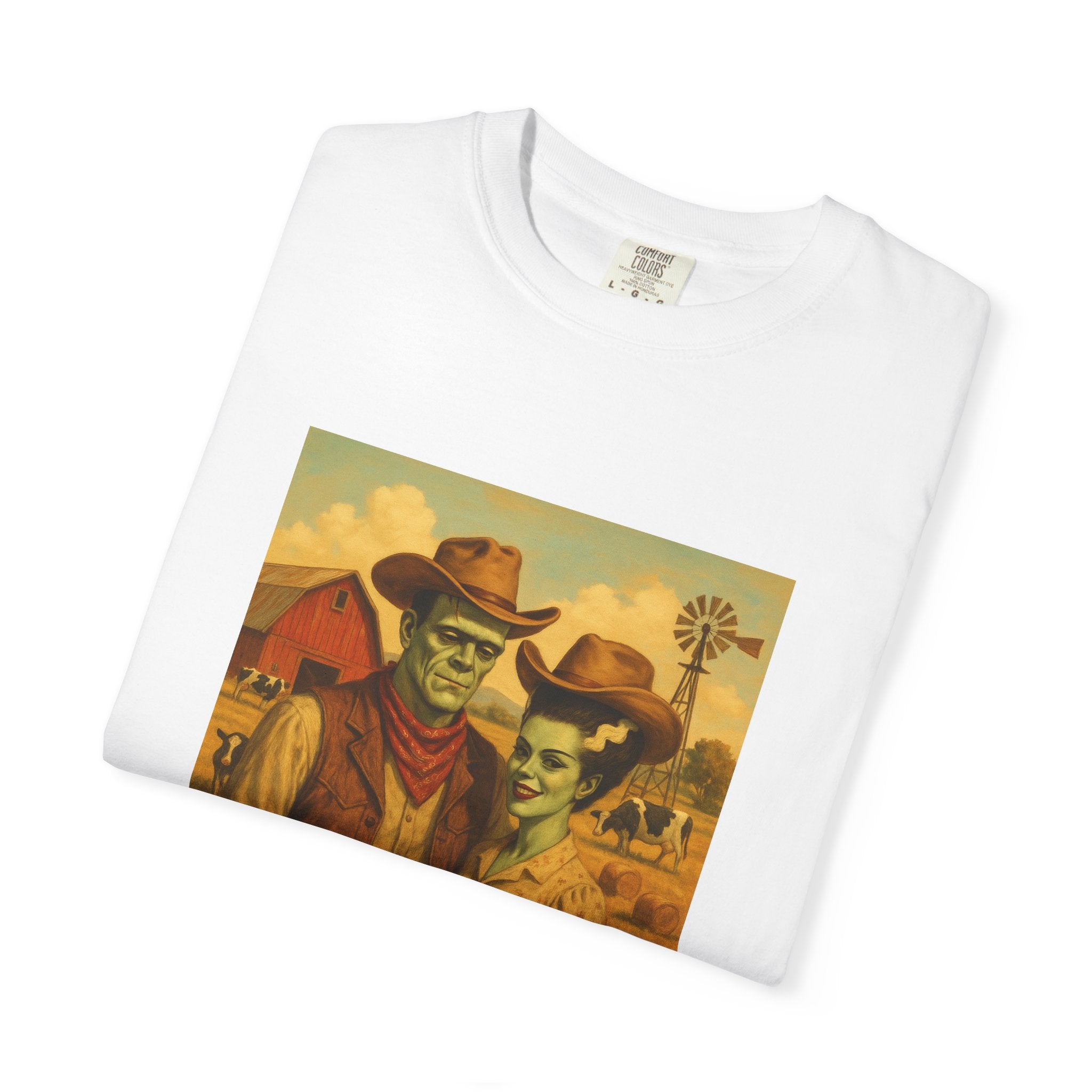 Zombie Couple Graphic Tee, Unisex Garment-Dyed T-shirt, Halloween Shirt, Vintage Style T-shirt, Gift for Horror Lovers, Fun Tee