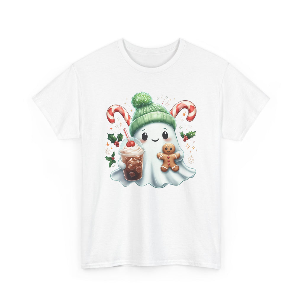 Christmas Ghost T-Shirt — Cute Holiday Ghost with Gingerbread & Candy Canes      Trendy TShirt