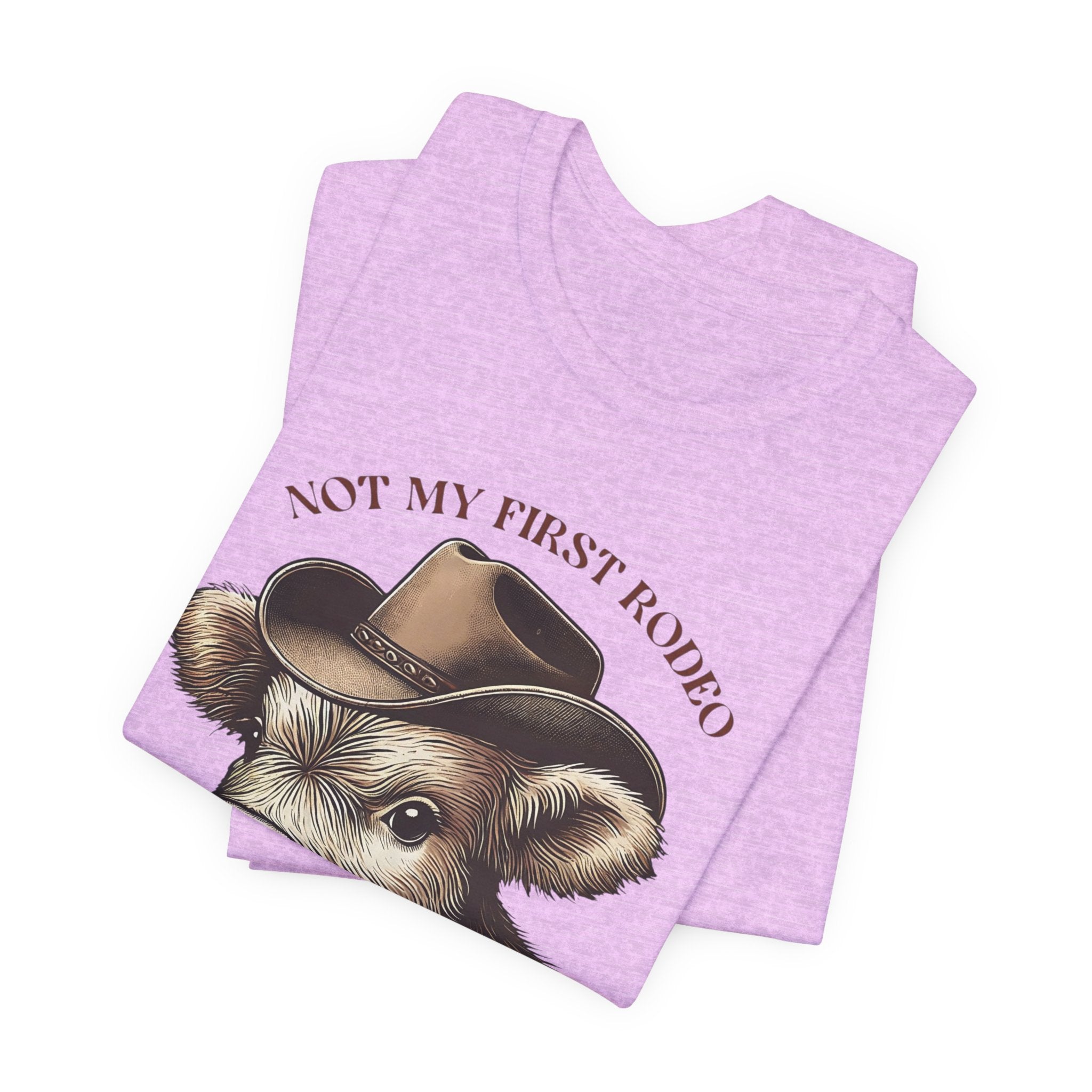 Not My First Rodeo Cow Tee — Western Cow with Cowboy Hat Graphic