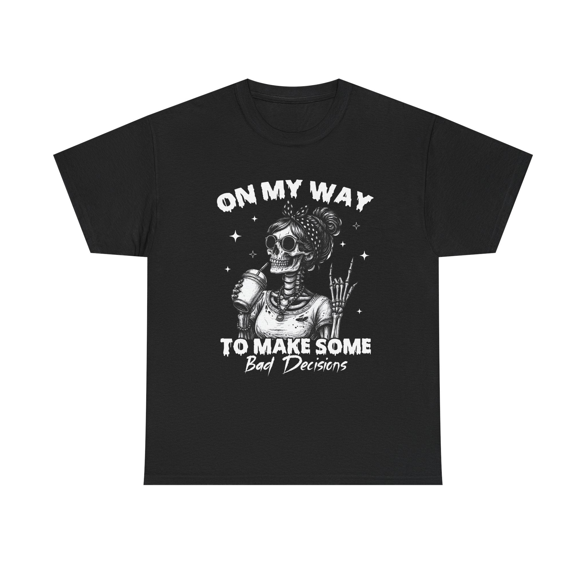 Skeleton Girl Graphic Tee — Retro Rock 'n' Roll Skull Design