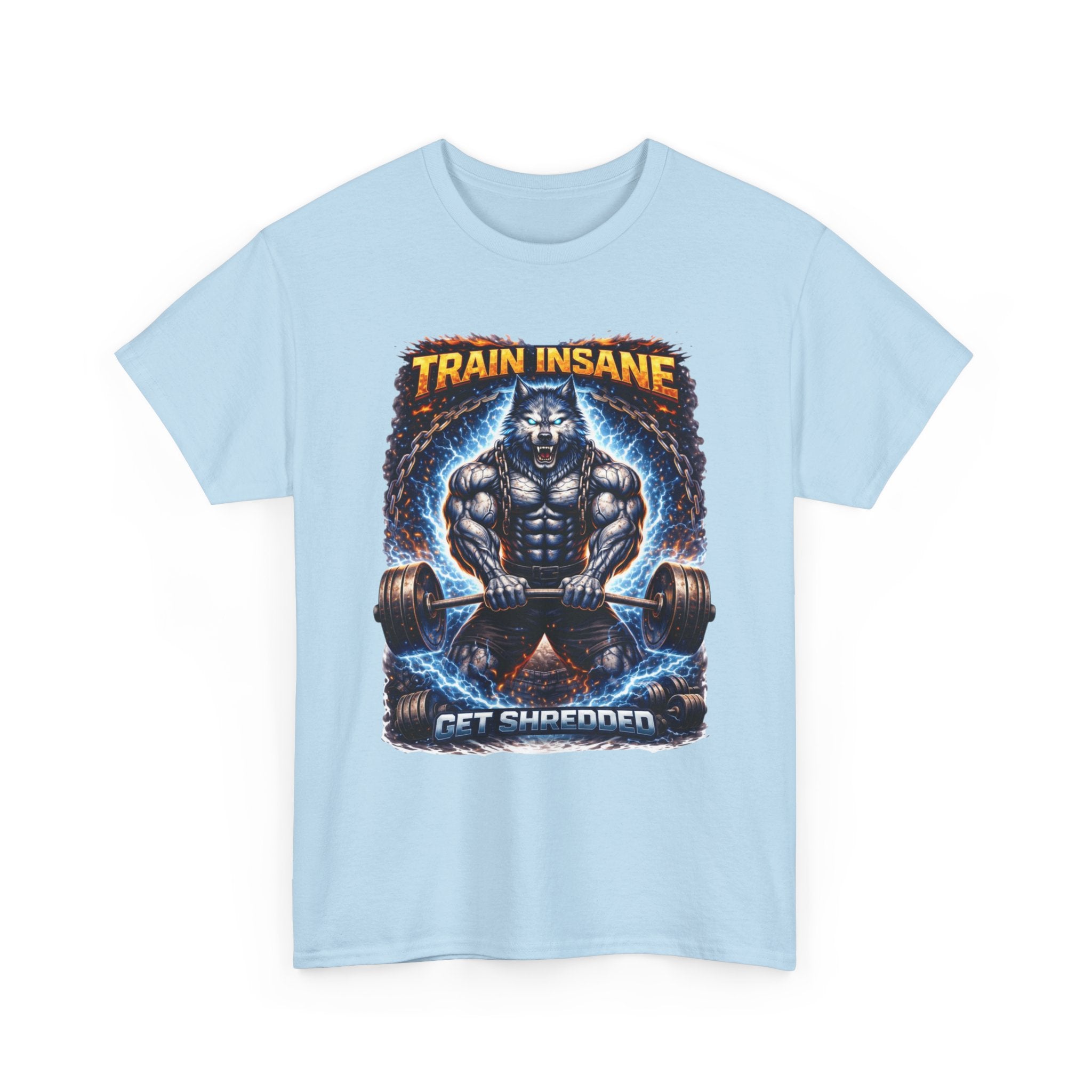 Gym T-Shirt — "Train Insane, Get Shredded" Muscle Workout Tee