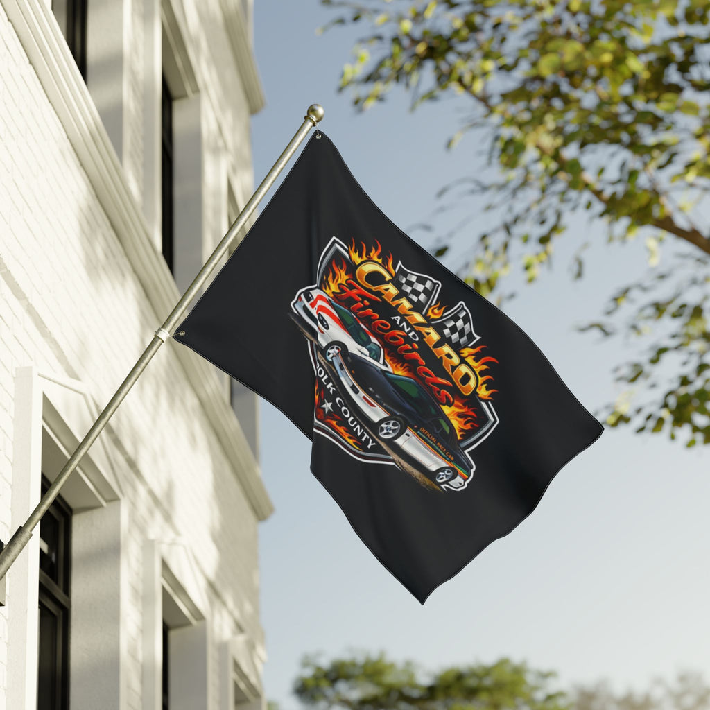 Camaro & Firebirds Double-Sided Car Flag — Polk County Racing Emblem