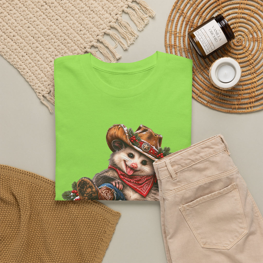 Pete the Possum Women’s Classic Christmas Tee – Western Cowgirl Holiday Shirt