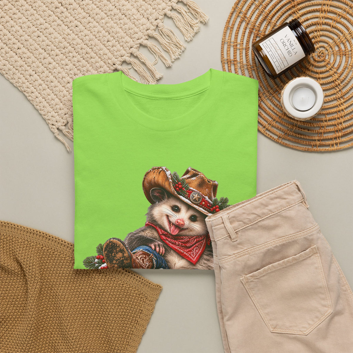 Pete the Possum Women’s Classic Christmas Tee – Western Cowgirl Holiday Shirt