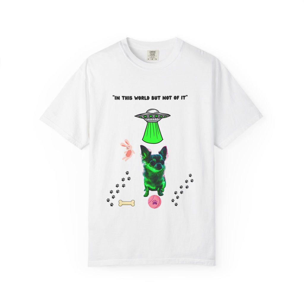 Cosmic Dog T-Shirt, Fun Graphic Tee, Pet Lover Gift, Quirky Humor Shirt, Alien Dog Apparel, Cute Dog Lover Merch
