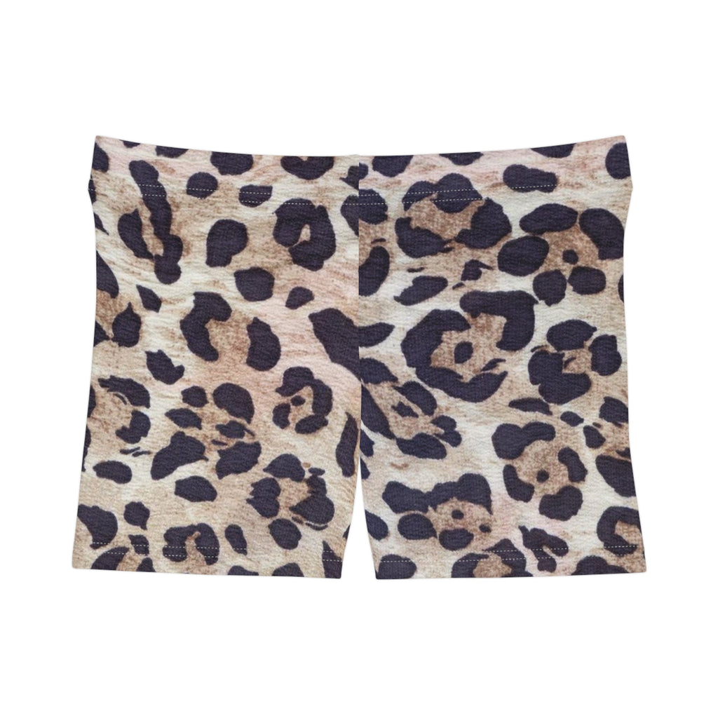 Leopard Print Women's Bike Shorts – High-Rise All-Over Print Activewear
