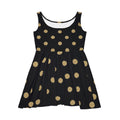 Black & Gold Polka Dot Skater Dress — Women's Retro Party Dress