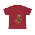 Christmas Sasquatch T-Shirt — "Merry Christmas" Bigfoot with Santa Hat & Gift Sack