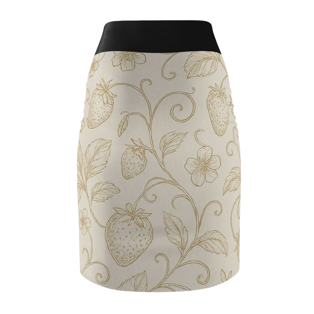 Strawberry Vine Pencil Skirt — Vintage Floral Print