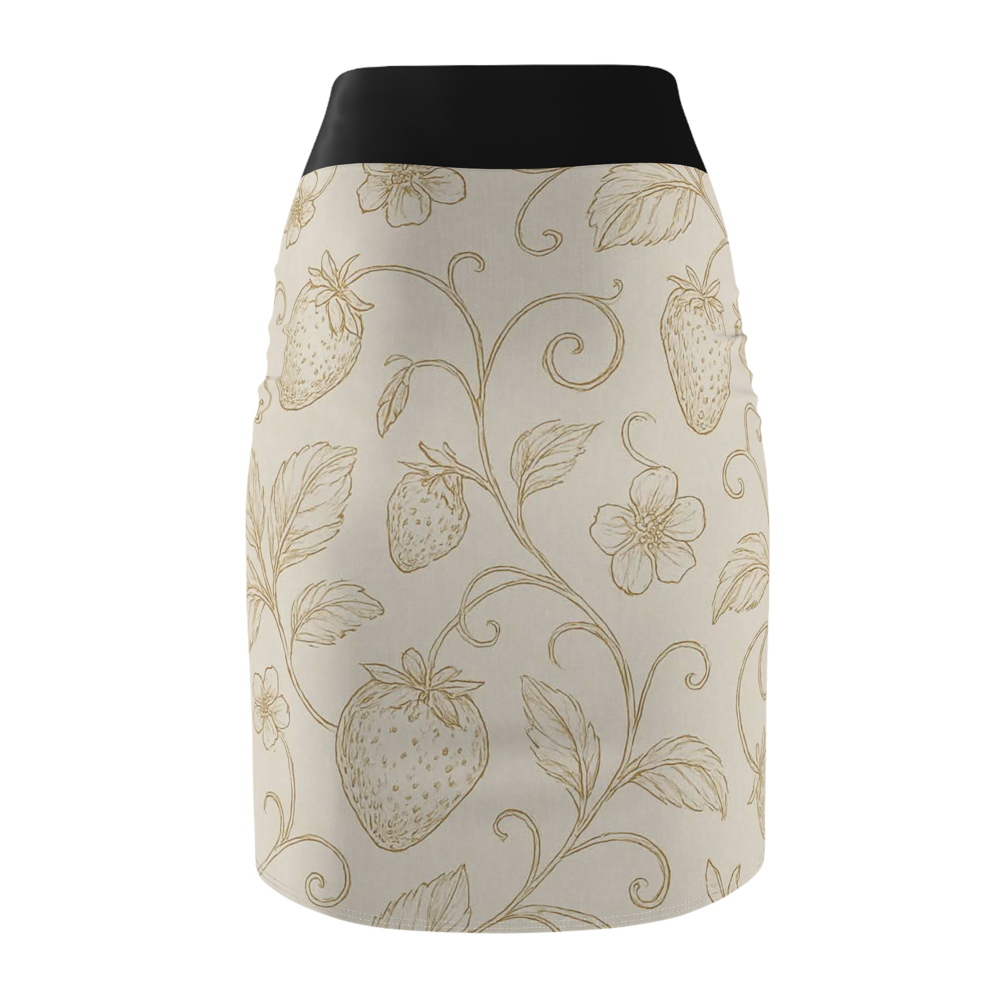 Strawberry Vine Pencil Skirt — Vintage Floral Print