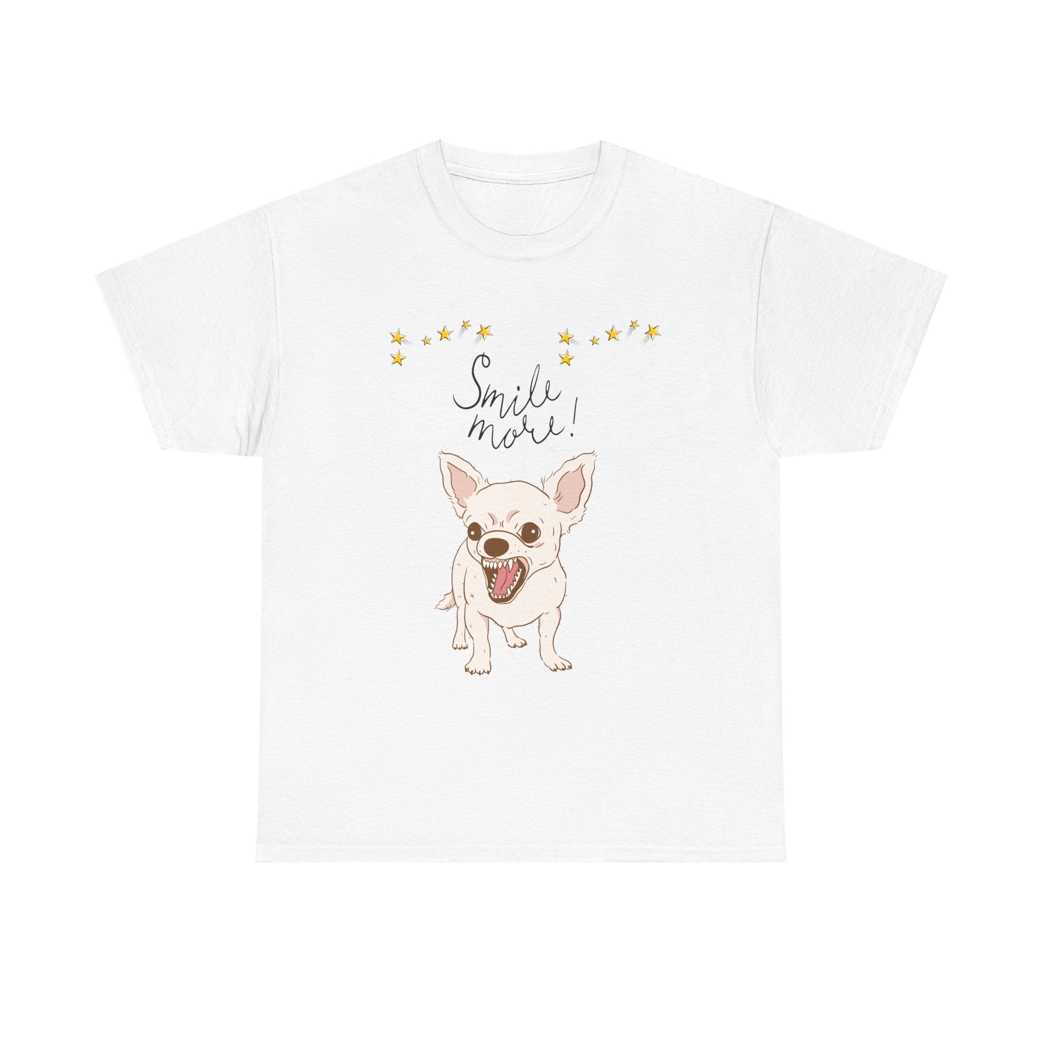 Smile More Chihuahua T-Shirt Cute Dog Illustration, Floral Accents        Dog Attitude    Trendy T-Shirt