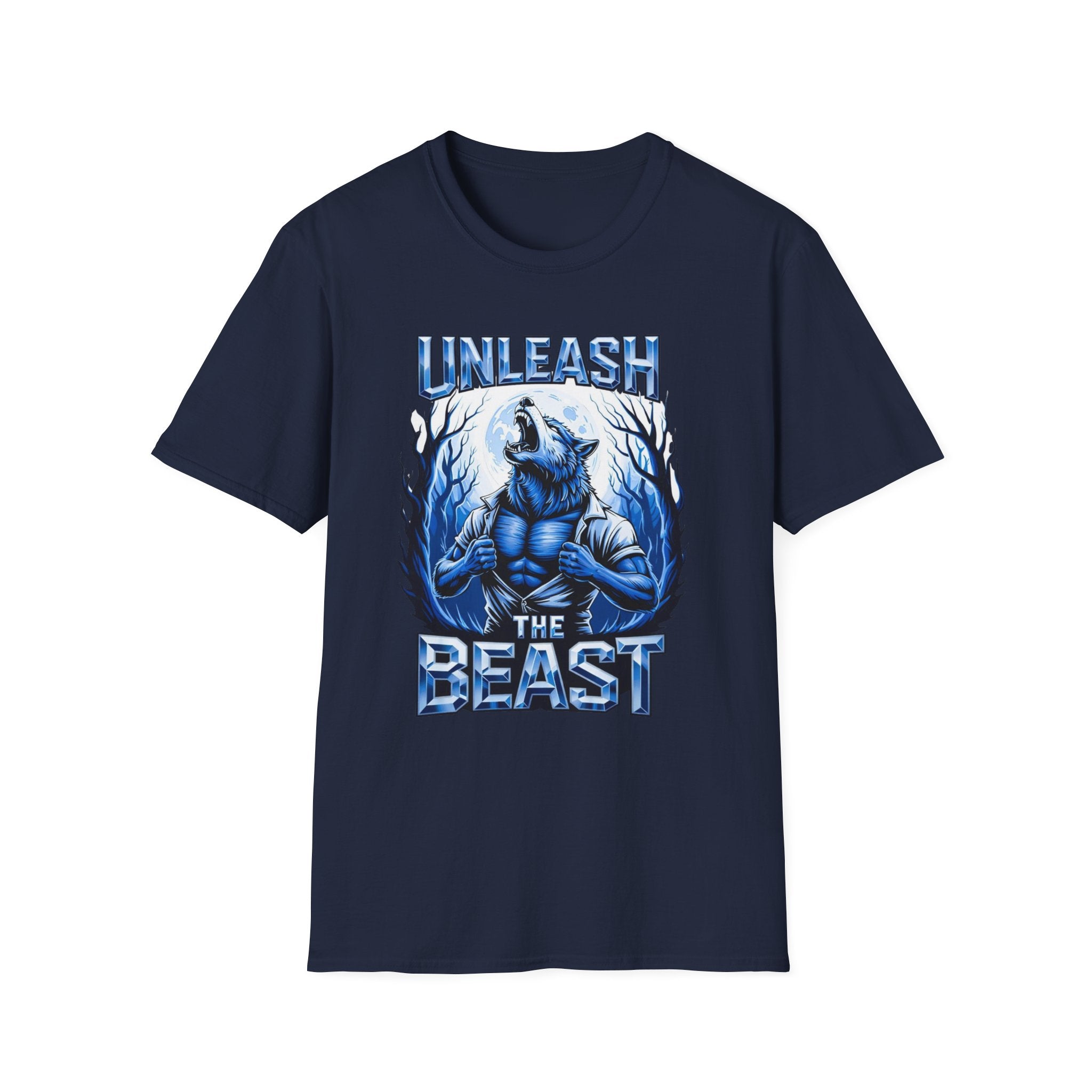 Unleash The Beast Werewolf T-Shirt — Blue Graphic Tee