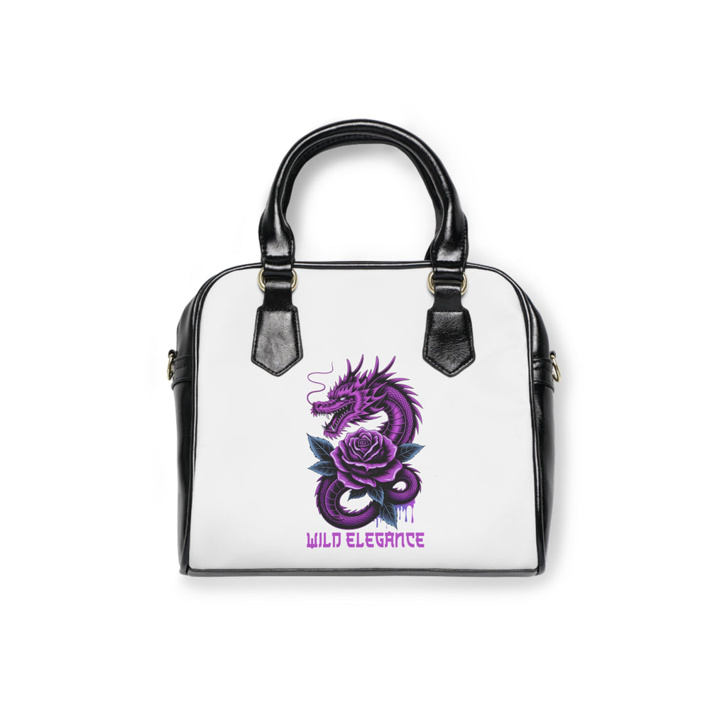 Shoulder Handbag — Purple Dragon & Rose "Wild Elegance" Printed Purse
