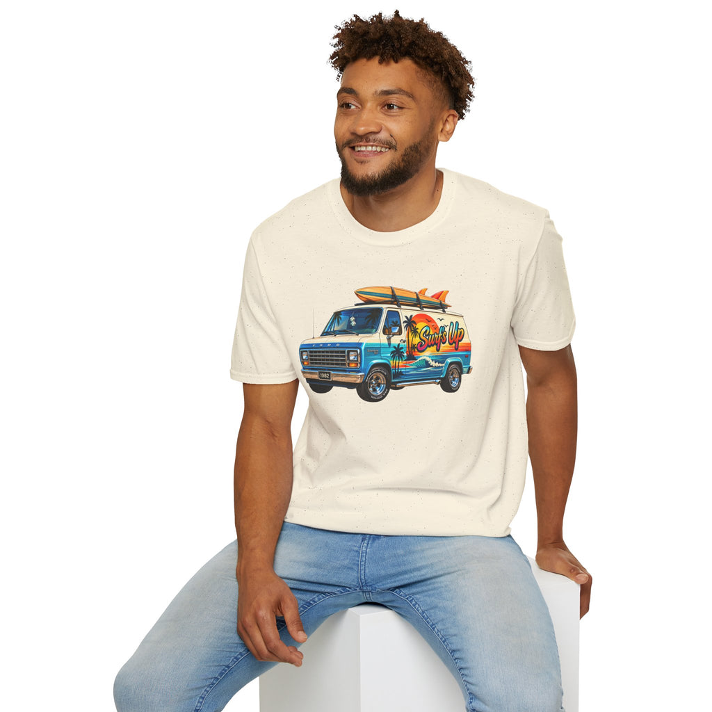 Surf Van T-Shirt — "Surf's Up" Retro Beach Van Tee
